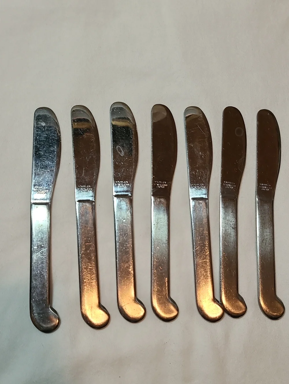 Knobler Stainless Japan Flat Handle Butter Cheese Spreader 8 Pieces